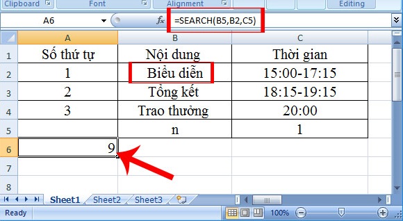 Hàm Search trong Excel